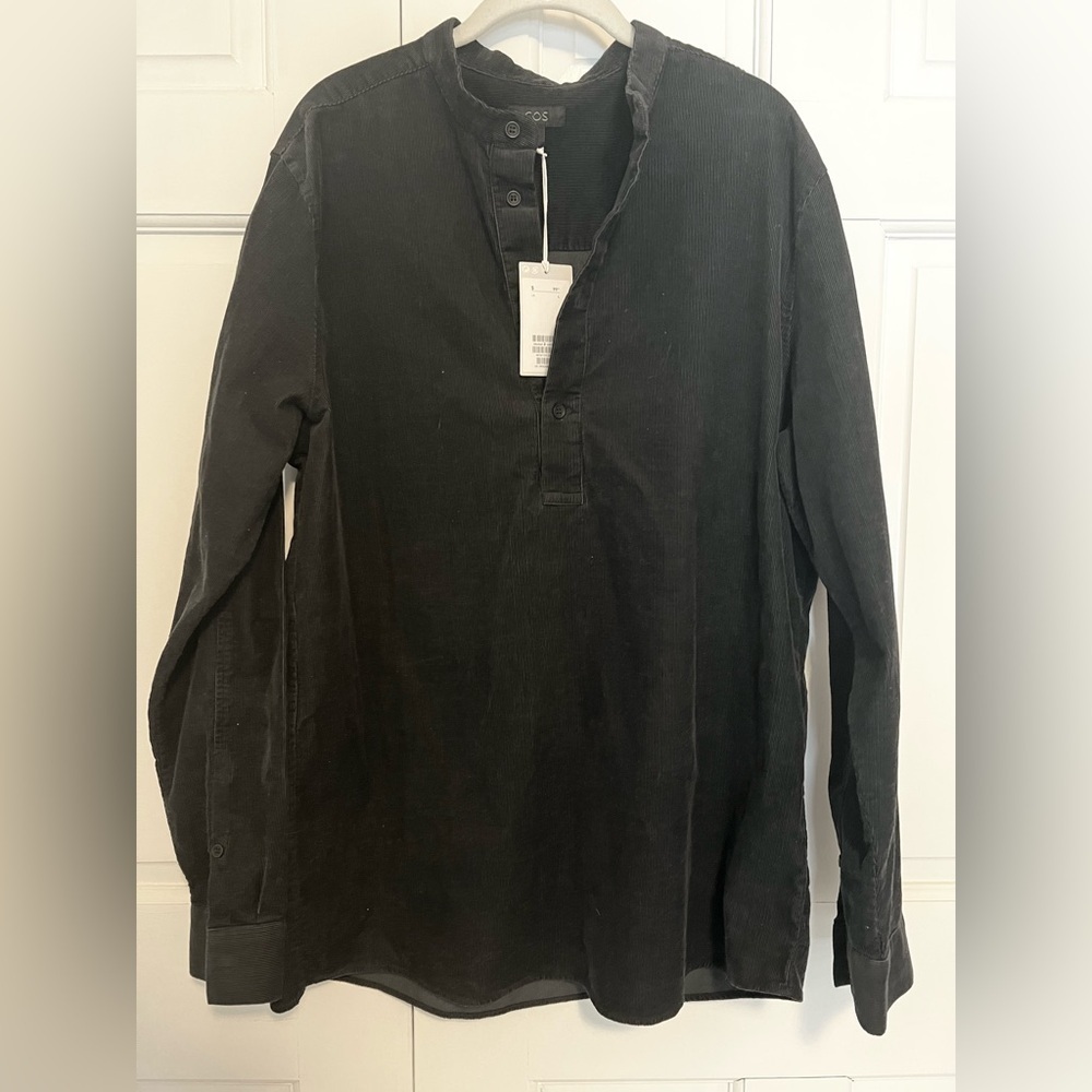 COS Organic Cotton Corduroy Shirt Men's Large Black NWT